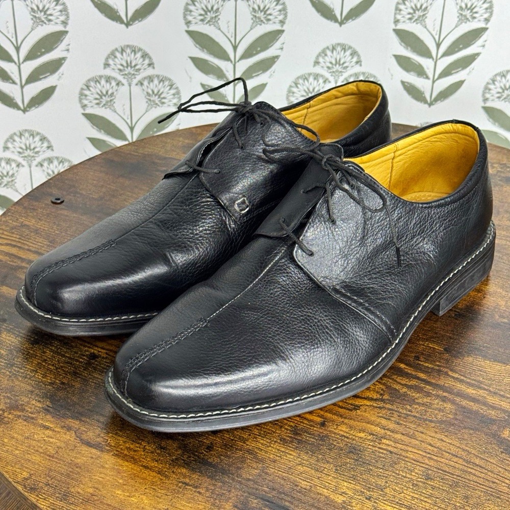 Sandro Moscoloni Men's Black Leather Lace-Up Derby Dress Shoes Square Toe 13EEE